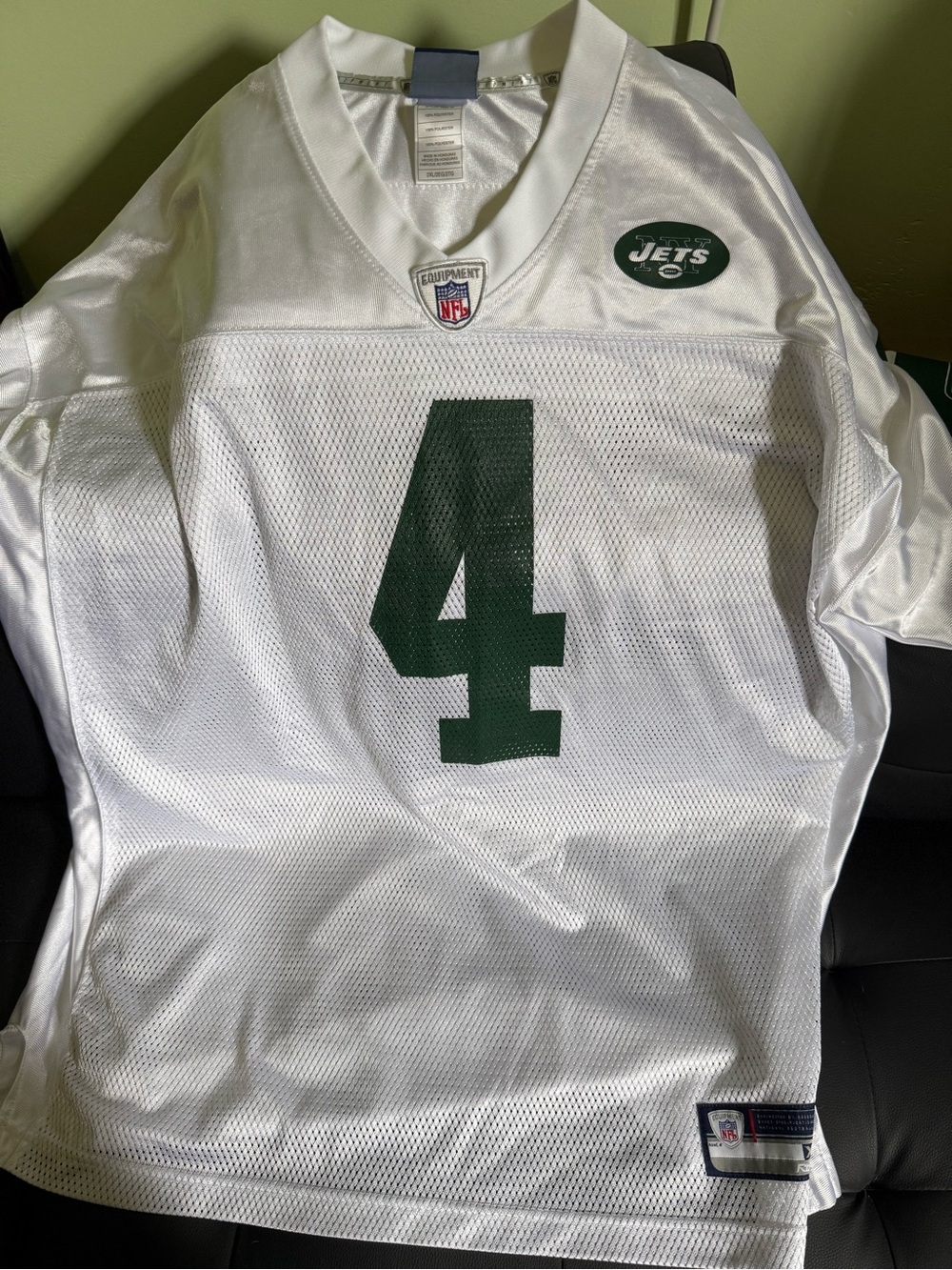 NFL White and Green #4 Jets Game Jersey
